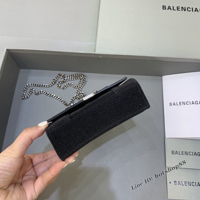 Balenciaga專櫃爆款手提女包 巴黎世家閃黑色mini Hourglass沙漏包 fyj1013